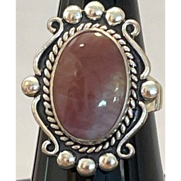 Sterling Silver Southwest Ring Signed Jasper Brown Cabochon Fred Harvey Sz 7 VTG - Picture 9 of 9